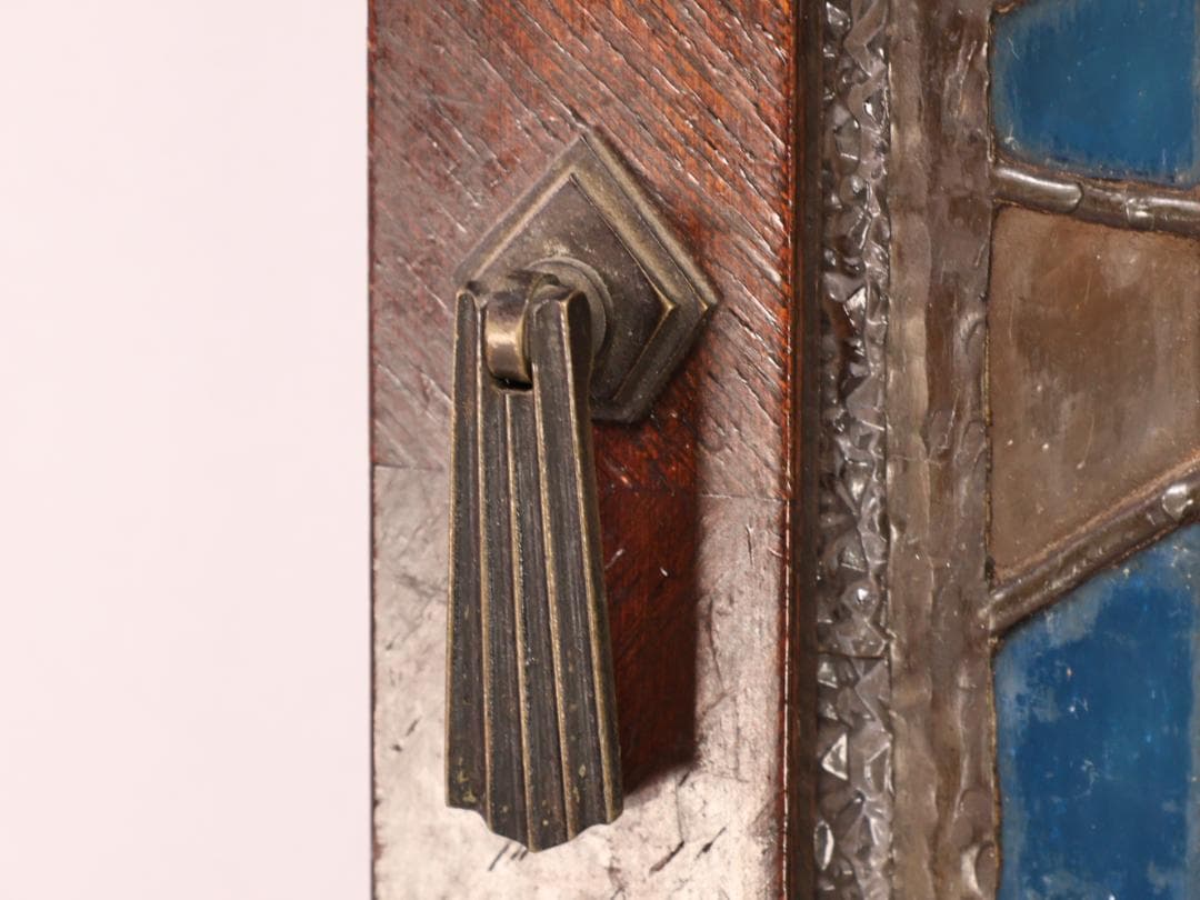 BK446　明治　大正　アンティーク　ステンドグラス　扉　ダイヤカットガラス