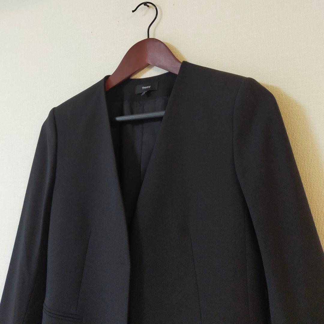 美品　Theory　現行タグ　ノーカラージャケット　2サイズ　SAXONY