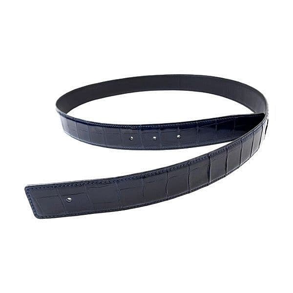 新品 ベルト クロコダイル ツヤ バックル用 Hベルト ネイビー 85～100