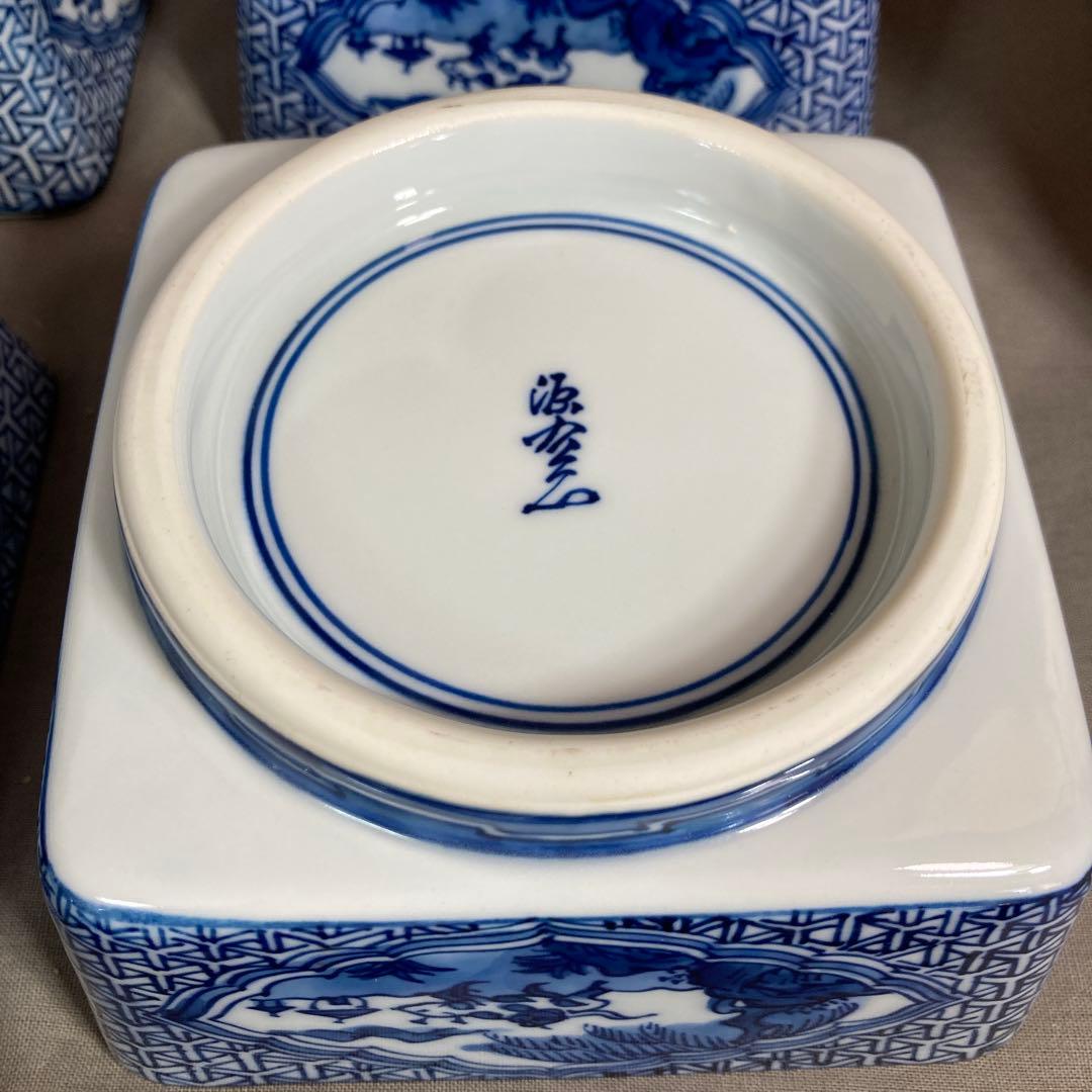 【源右衛門】古伊万里の伝統　日本名窯　舘林源右衛門作　祥瑞手間取山水図　向付四客