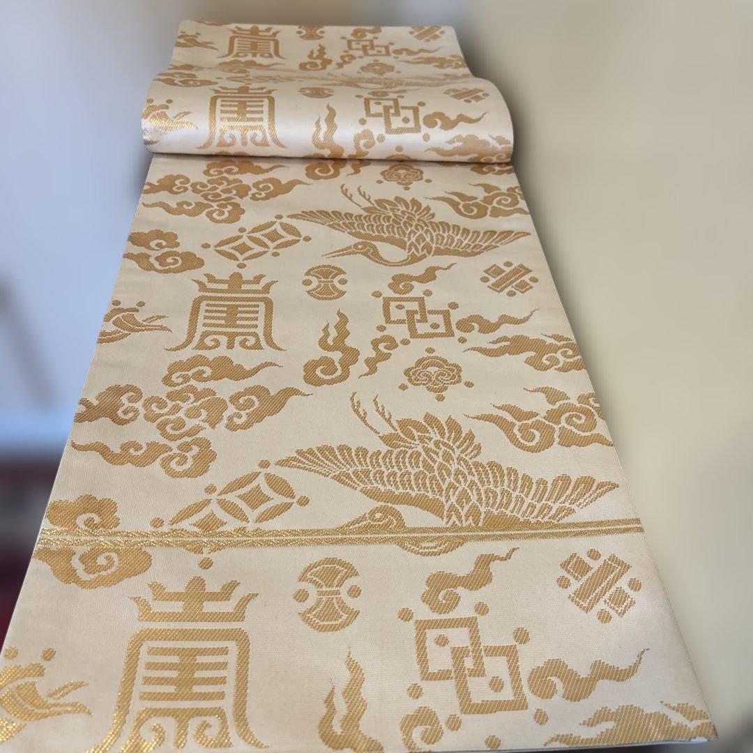 v*o様 傳匠名錦　龍村晋「龍崔鳳福文錦」 全通袋帯　落款入り