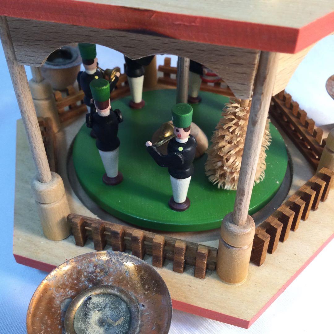 クリスマス　飾り　蝋燭3本　3段　回転　木製　ヴィンテージ　（2088）