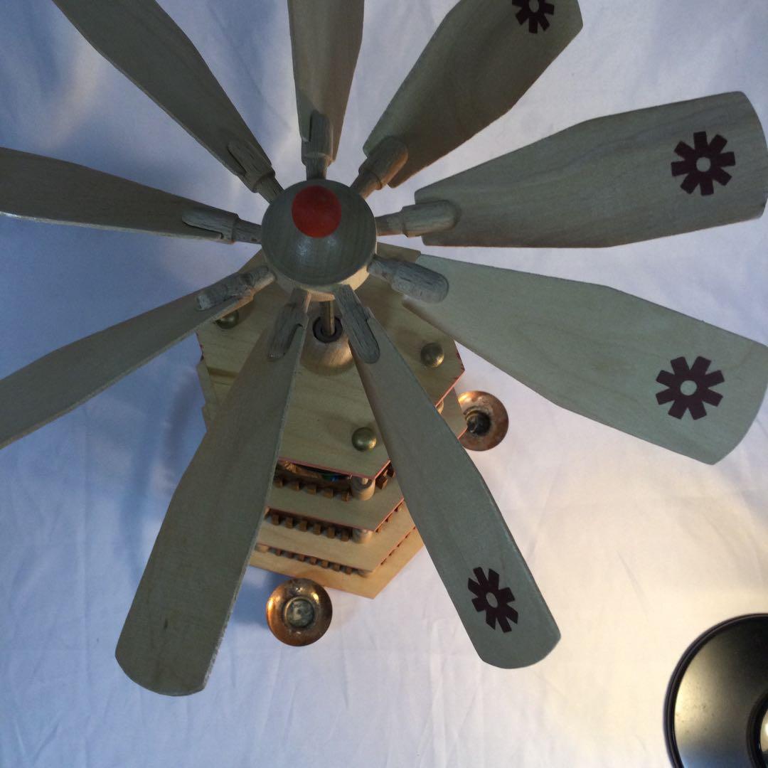 クリスマス　飾り　蝋燭3本　3段　回転　木製　ヴィンテージ　（2088）