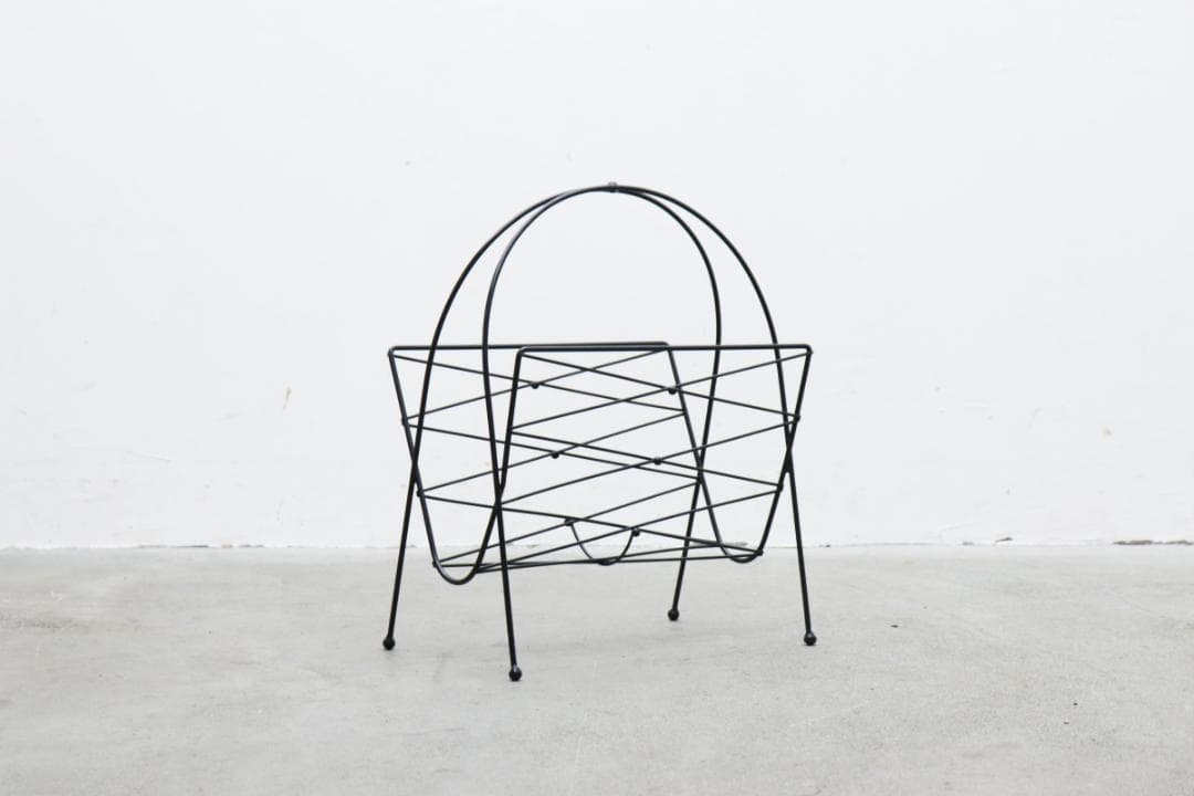 U.S. ヴィンテージ ワイヤー マガジンラック 雑誌 本 収納 モダン