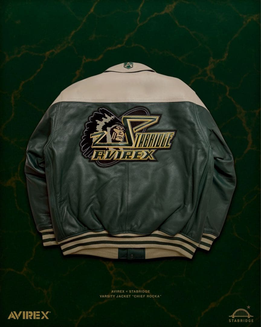 AVIREX STABRIDGE VARSITY JACKET XL グリーン