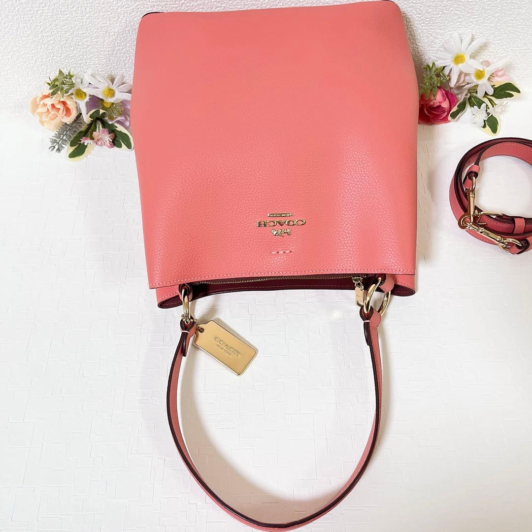 【美品】COACH コーチ ショルダーバッグ 2WAY ハンドバッグ チャーム付