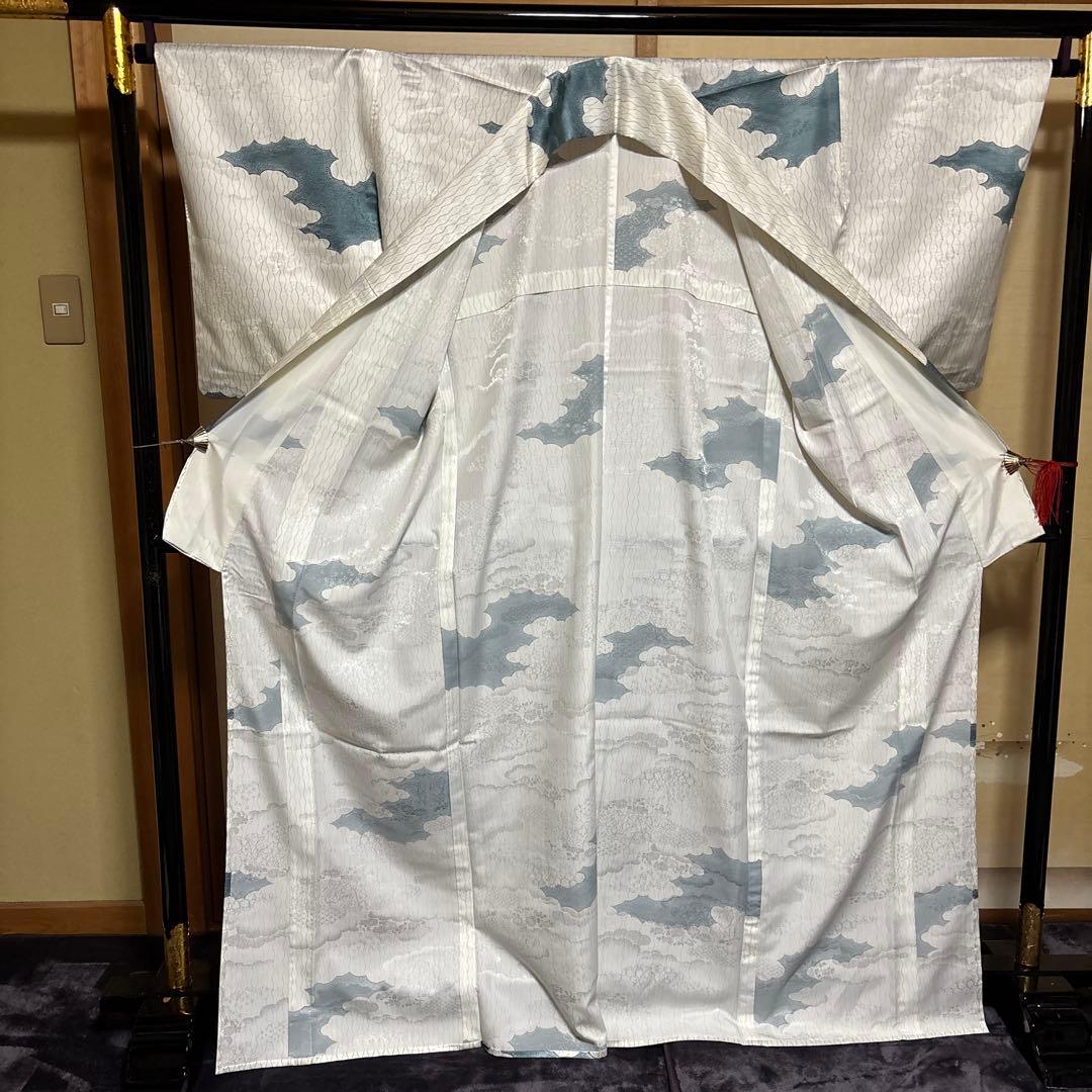 美品　化繊　単衣　江戸小紋　フルセット　４点　身丈168 裄69