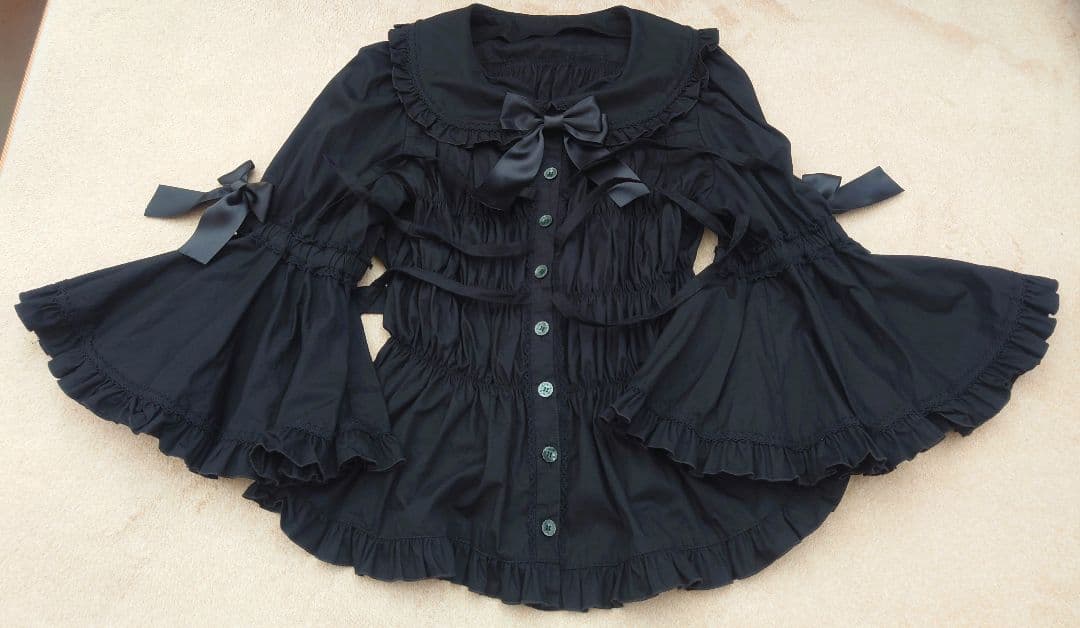 丸襟姫袖　メタモルフォーゼ　ロリータ　ブラウス　ブラック