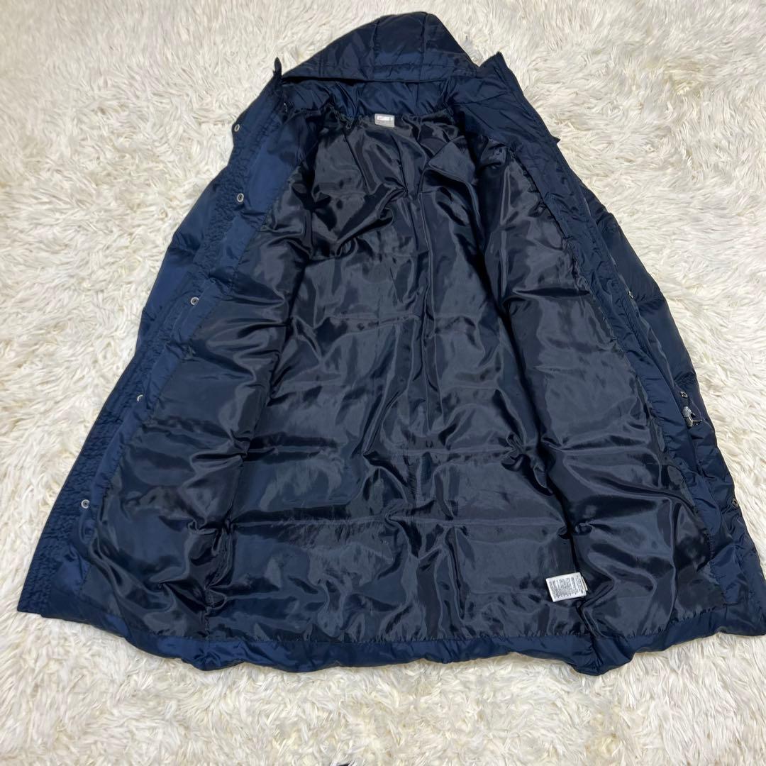 未使用級NIKE ナイキ ロングダウンコート ベンチコート S ネイビー　刺繍