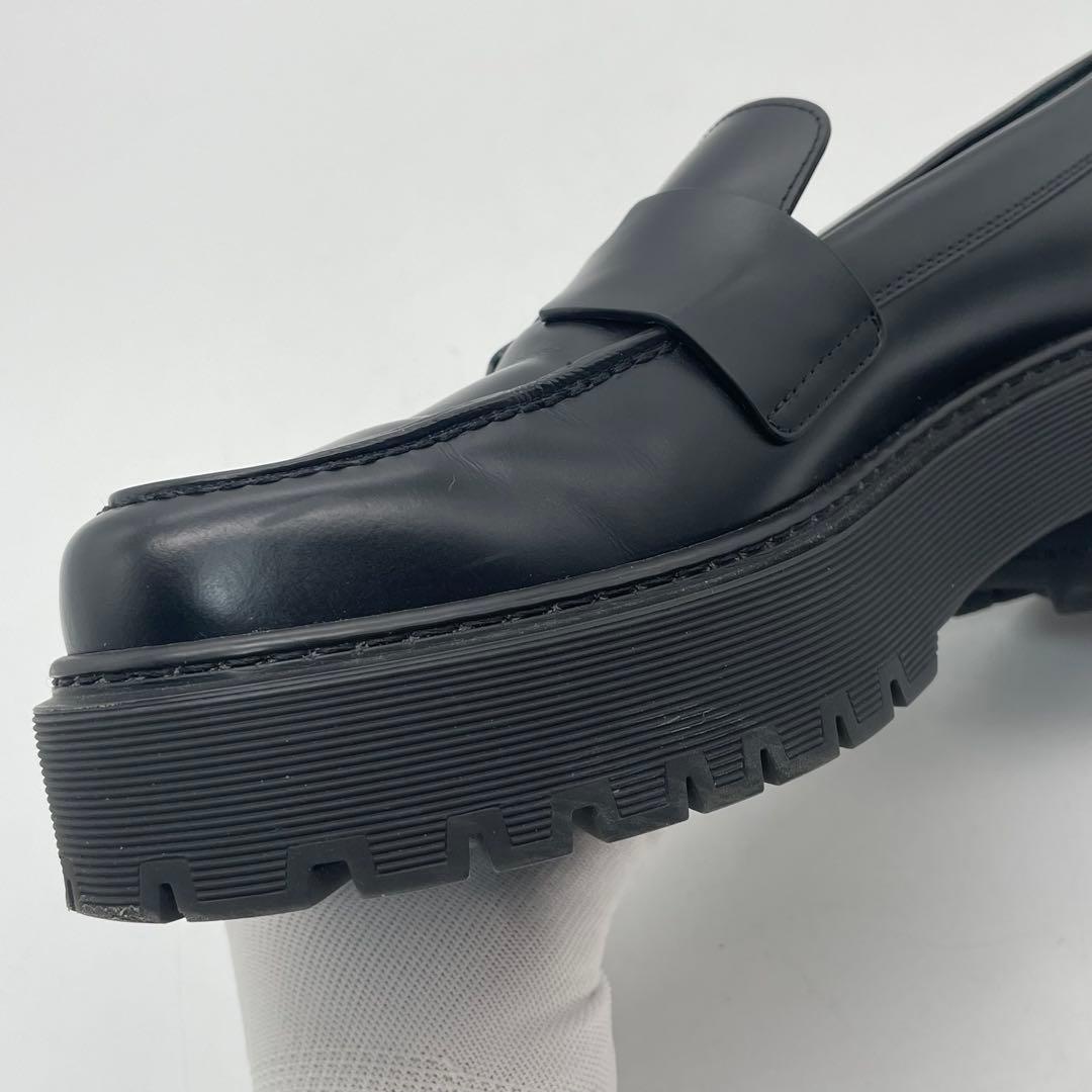 HERMES エルメス　ローファー　モカシン　ブラック　クロ　レザー