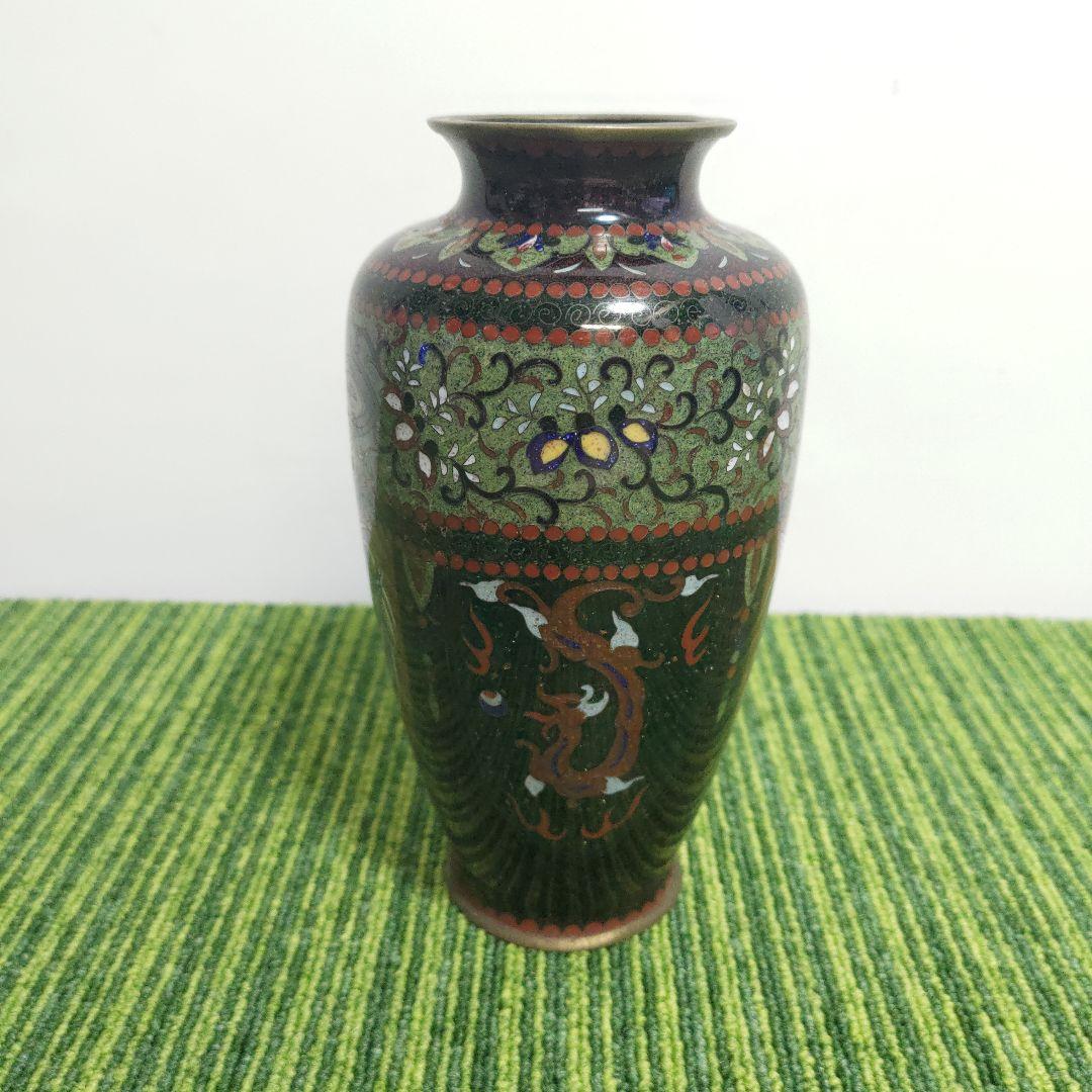 七宝焼 鳳凰紋 花 瓶 華道具 花入花生飾り瓶花器