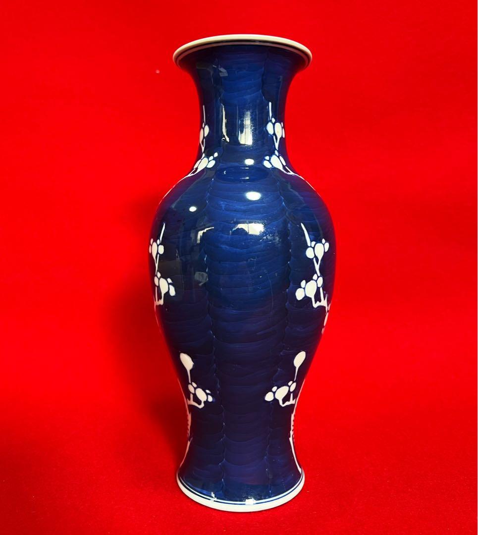 中国美術 古玩 景徳鎮製 染付 青花留白 花瓶 花入 花器 置物