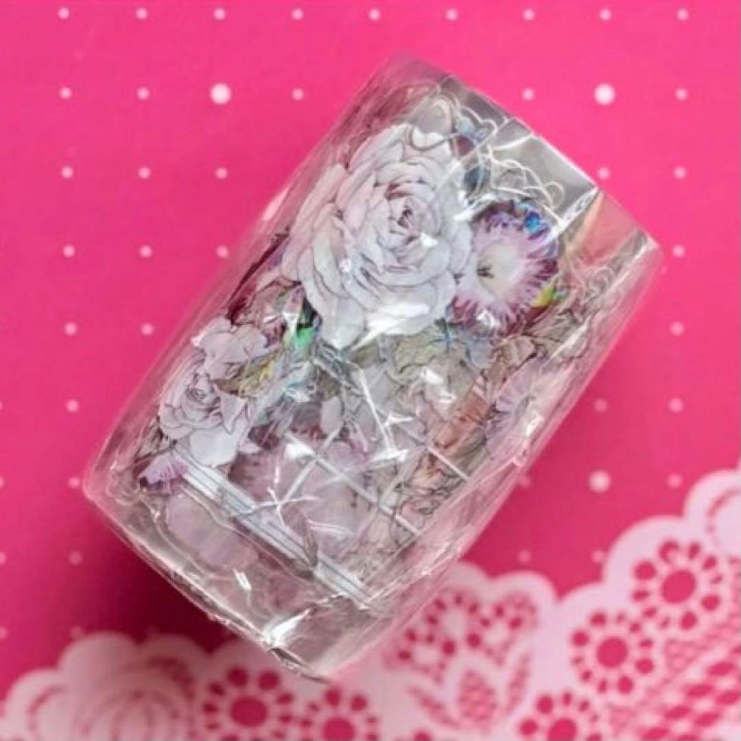 贝壳光 推窗见花-粉 ダイカット加工 6.5cm×6m 海外マステ　花