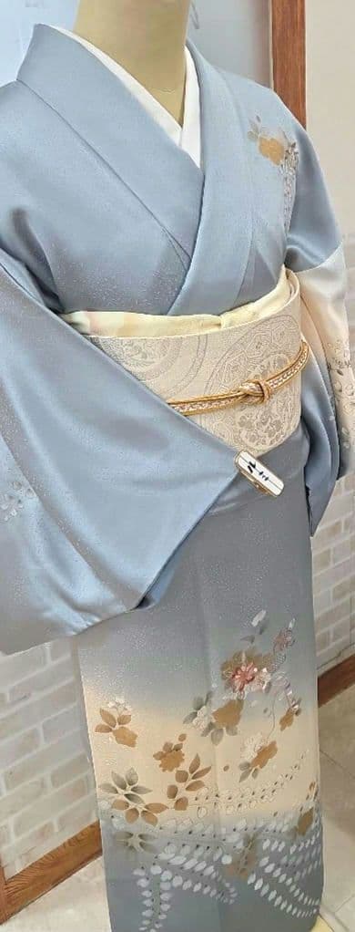 スワトウ刺繍、辻ケ花文様訪問着4点フルセット、着物、袋帯、帯締め、帯揚げ