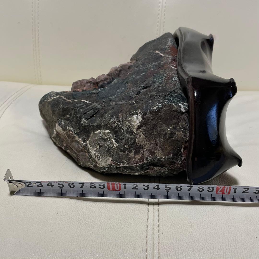 希少 天然 菊花石 観賞石 盆石 水石 木製台座付き 置物 インテリア 特大大型