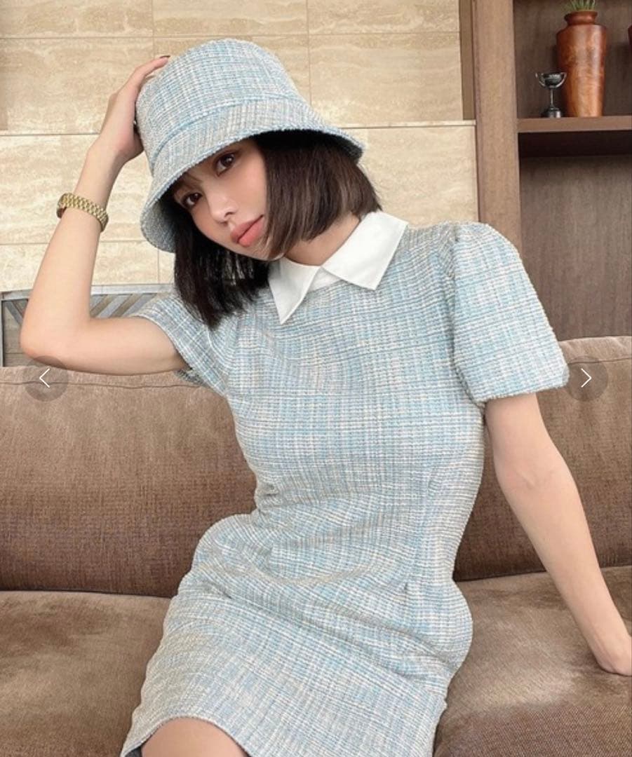 エイミーゴルフ　eimy golf カットツイードワンピース　サイズS　グリーン