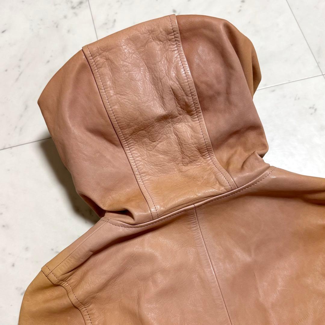 イサムカタヤマ バックラッシュ ライダースジャケット フード付き 馬革