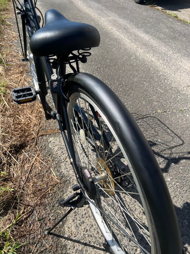 名古屋市内お届け無料黒いシティバイク 前カゴ・ライト付き26インチ