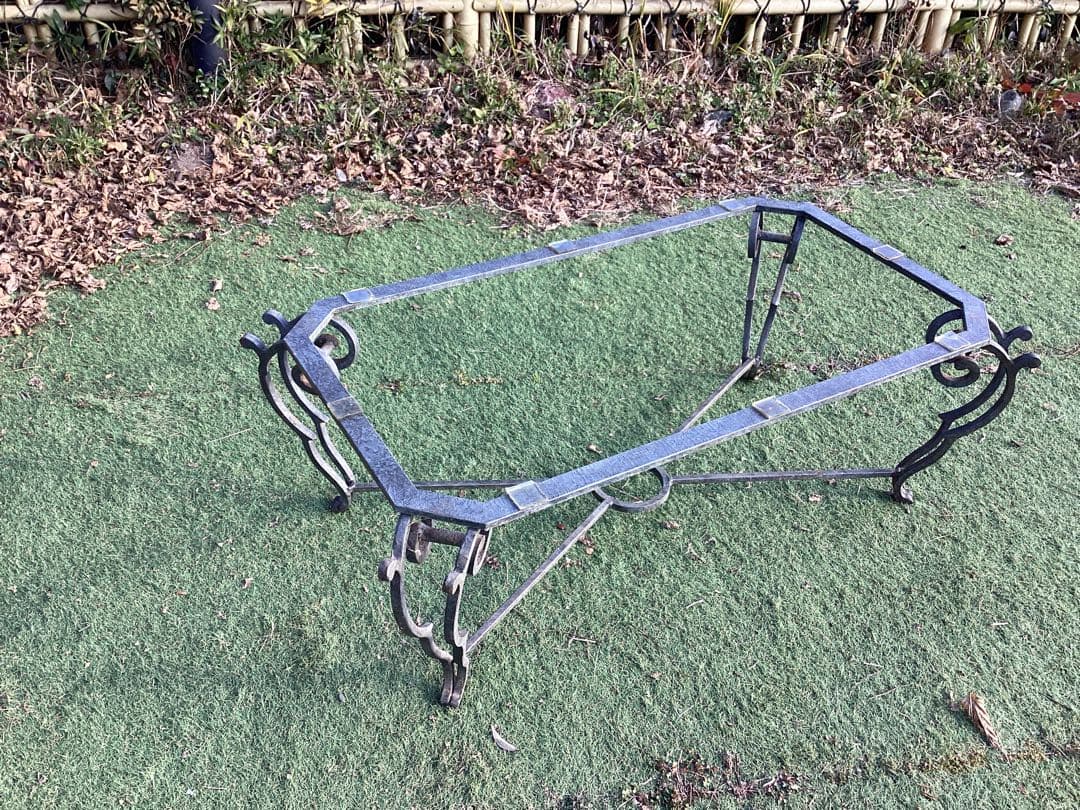 ガラステーブル　長方形　猫足　リビングテーブル　ローテーブル