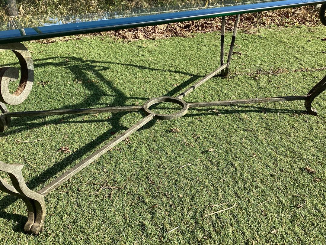 ガラステーブル　長方形　猫足　リビングテーブル　ローテーブル