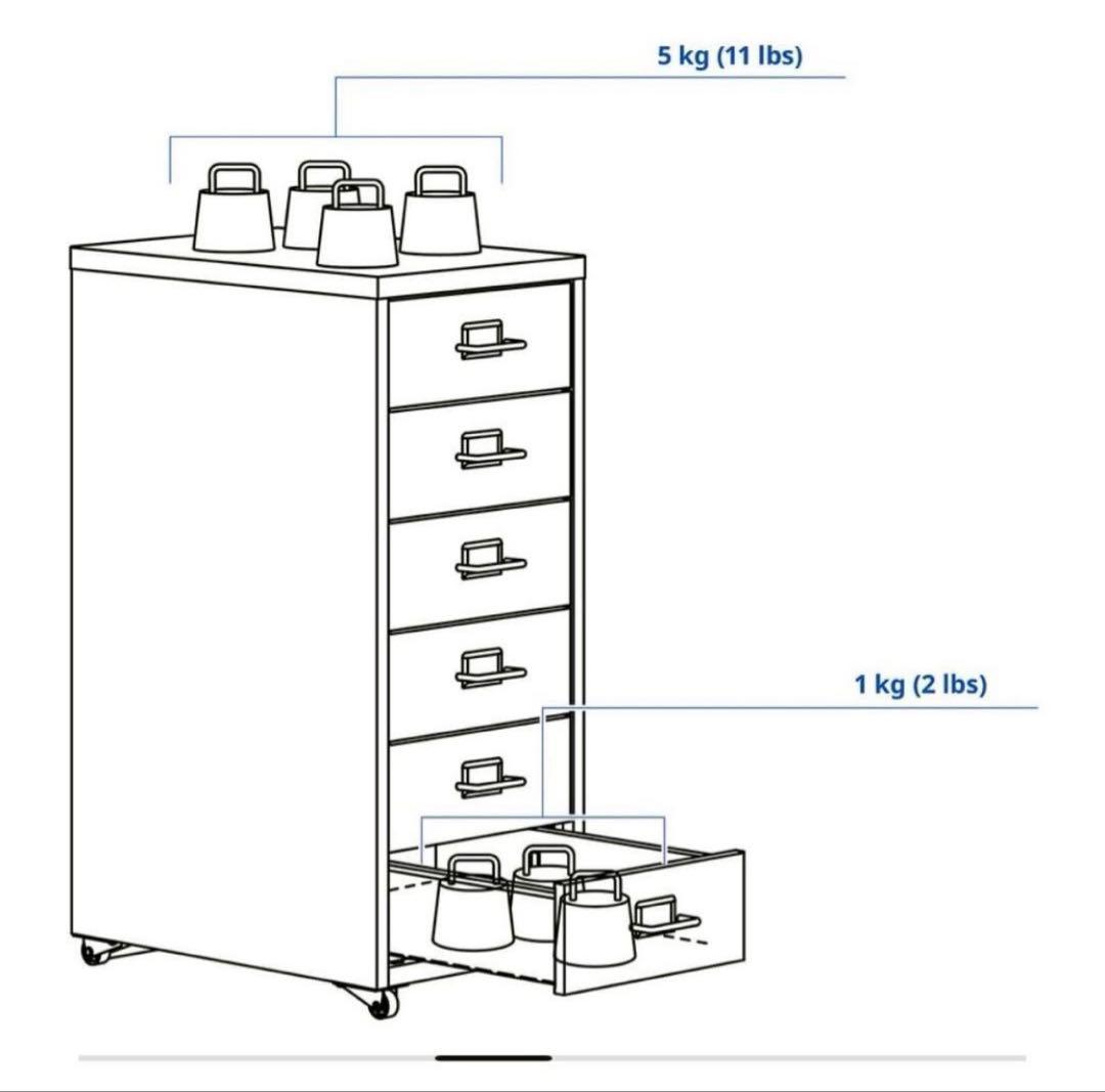 【組み立て済】IKEA HELMER ホワイト 6段引き出し収納キャビネット