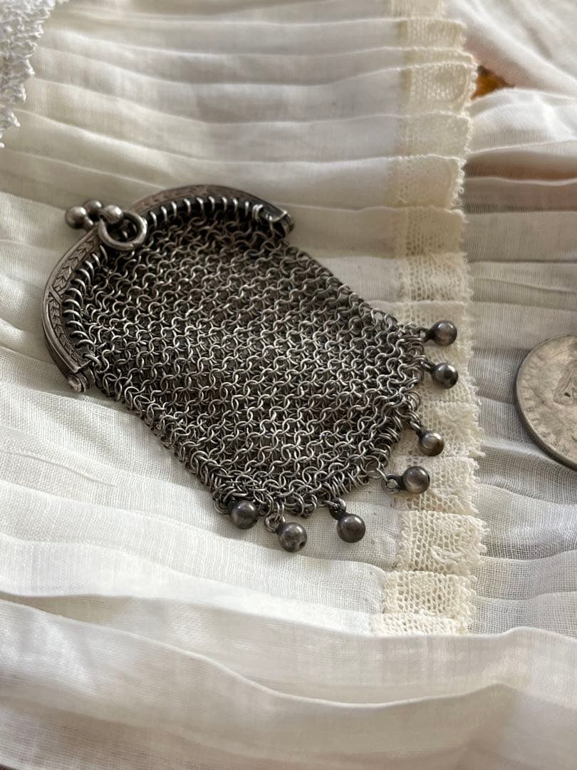 ◆SALE◆フランスアンティーク超美品シルバーメッシュパース銀刻印1900