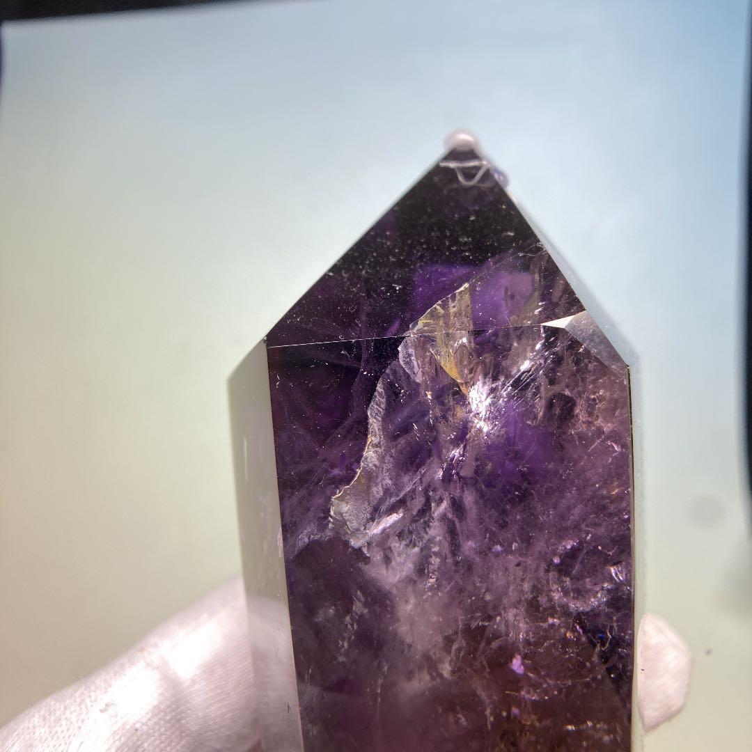 ちゅんちゅんアメジスト　ポイント　虹、キラキラ有り　345g