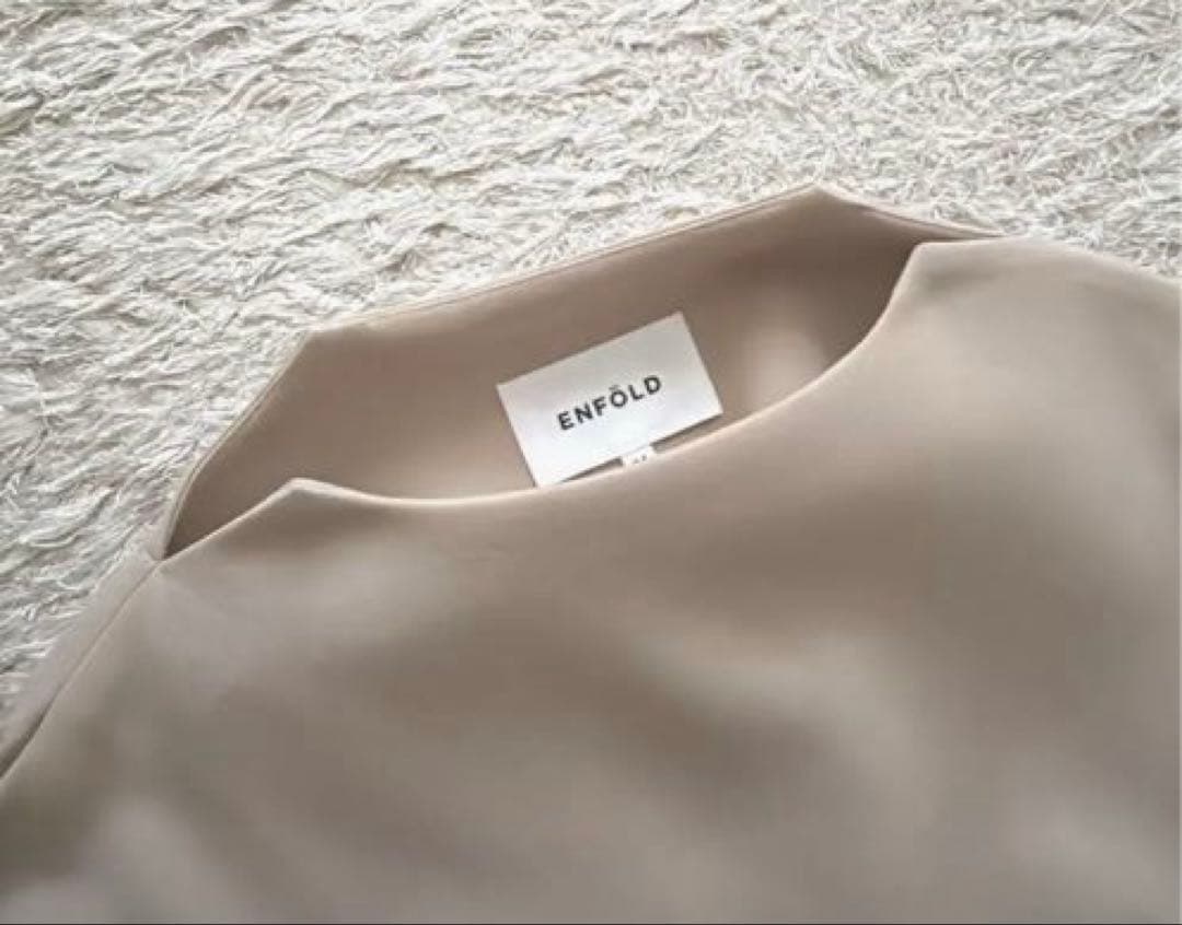 SALE【ENFOLD】 スポンジダブルクロススリットネックTOP プルオーバー