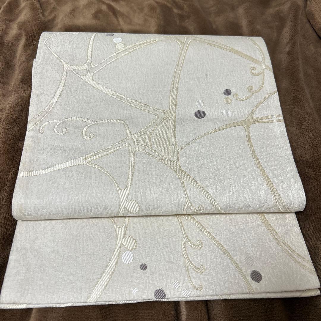 袋帯 洒落袋帯 西陣織 六通 アイボリー