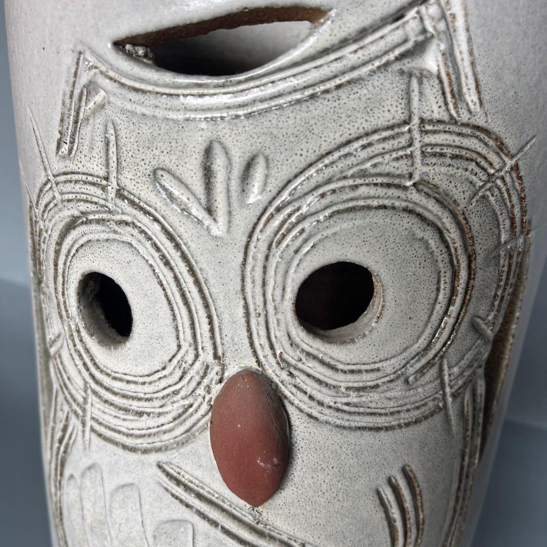 信楽焼傘立て  ふくろう彫 高さ42cm