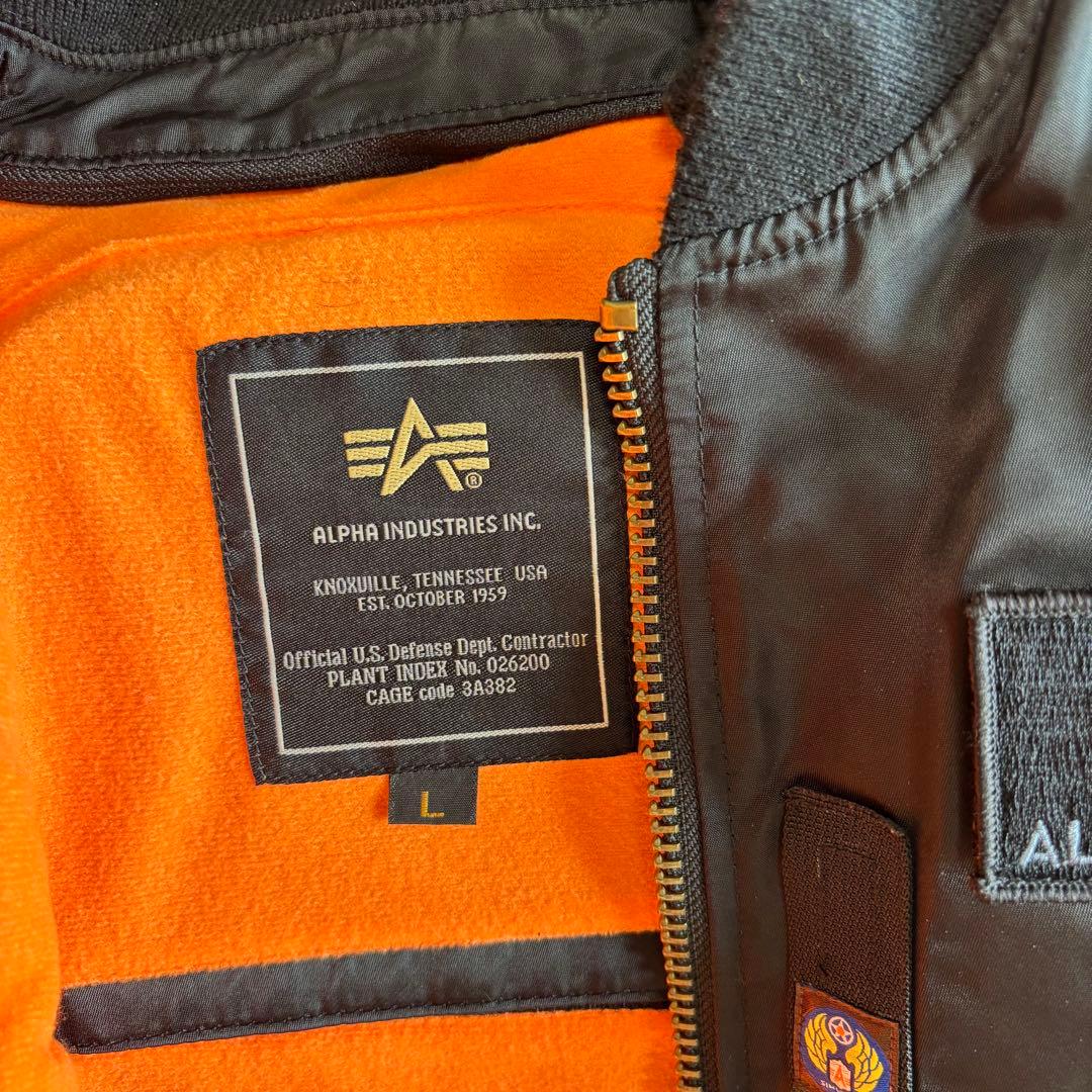 【バイカー仕様】ALPHA MA-1 ライディングJKT プロテクター付 黒 L