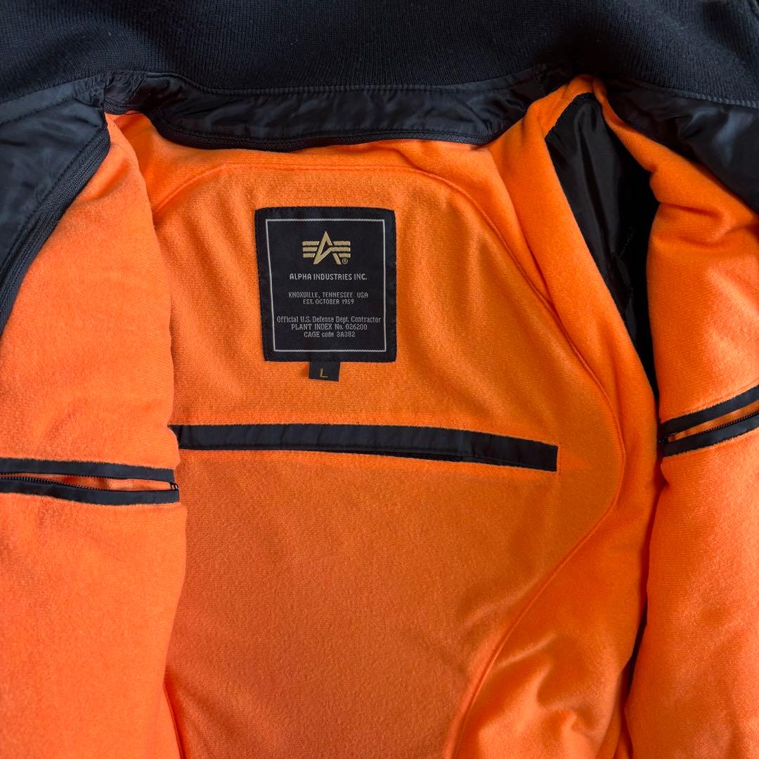 【バイカー仕様】ALPHA MA-1 ライディングJKT プロテクター付 黒 L