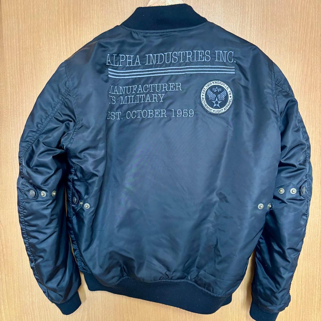 【バイカー仕様】ALPHA MA-1 ライディングJKT プロテクター付 黒 L