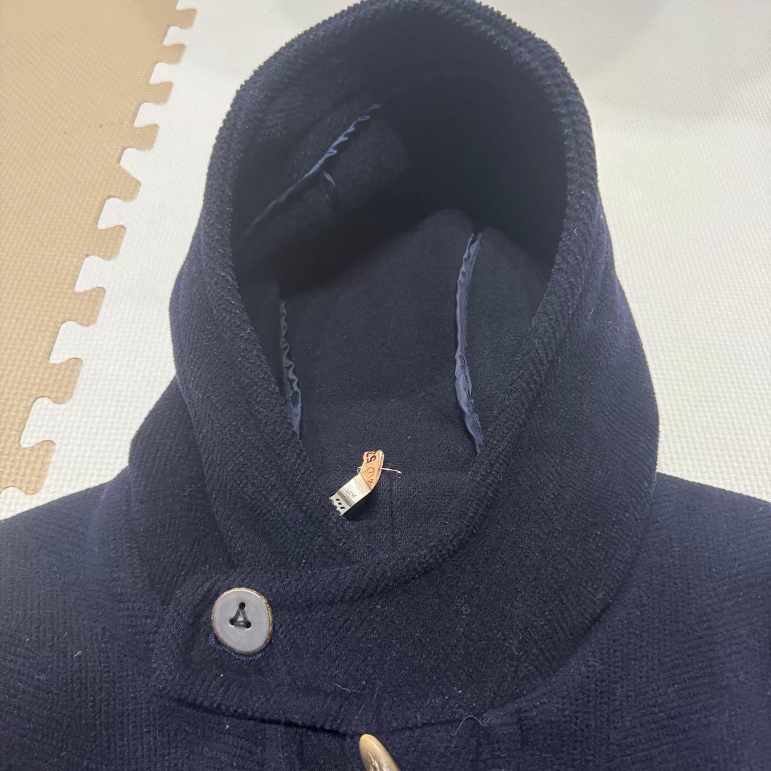 【MoorBrook製生地】ダッフルコート　ヘリンボーン ネイビー 英国製 L