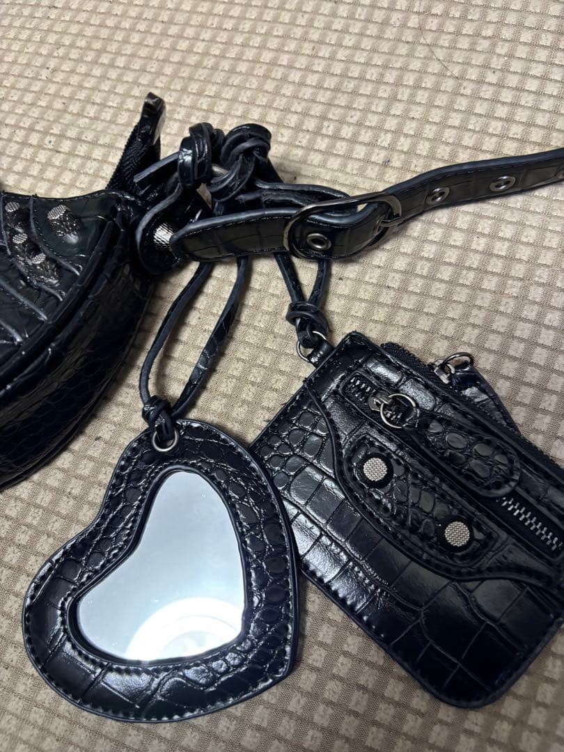 な*様 ブラック クロコダイル風 ショルダーバッグ
