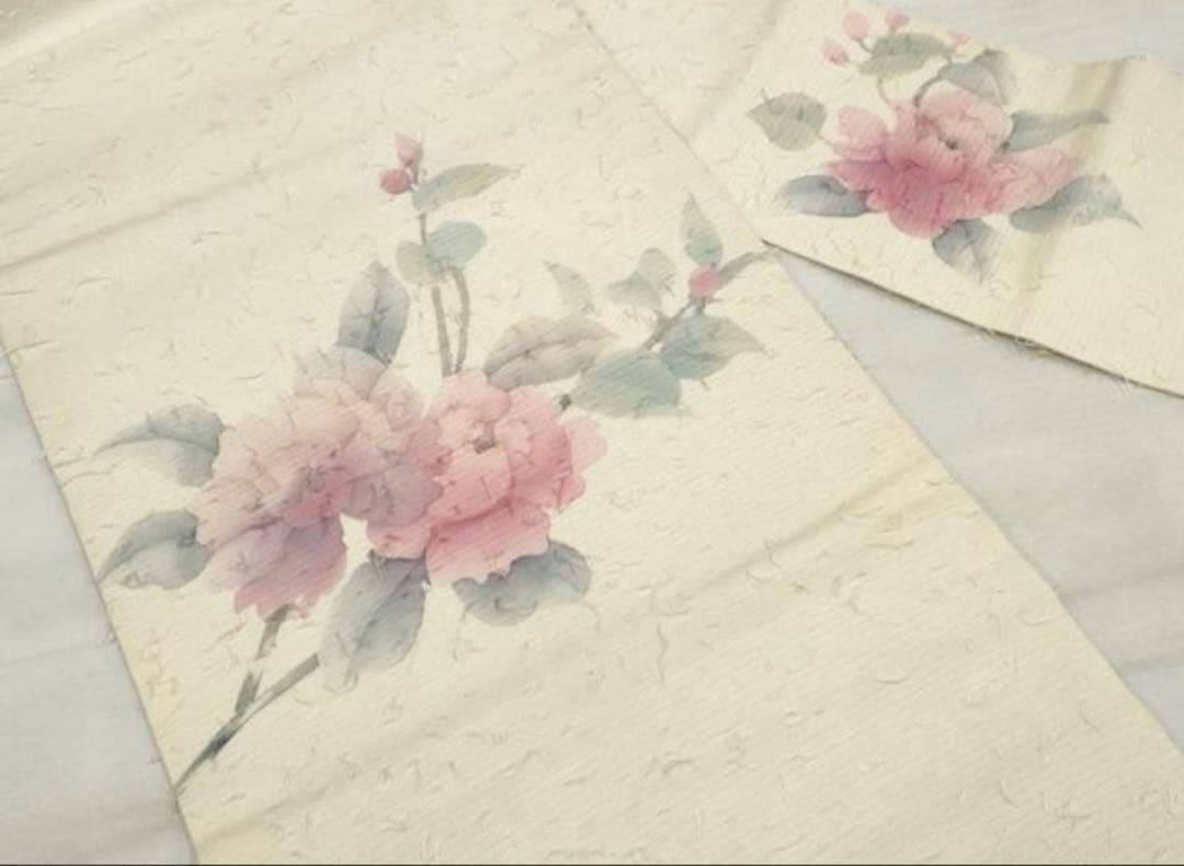 帯2本　新春SALE 太鼓柄袋帯　大名行列　未使用　中古髭紬白地にピンクの花柄帯