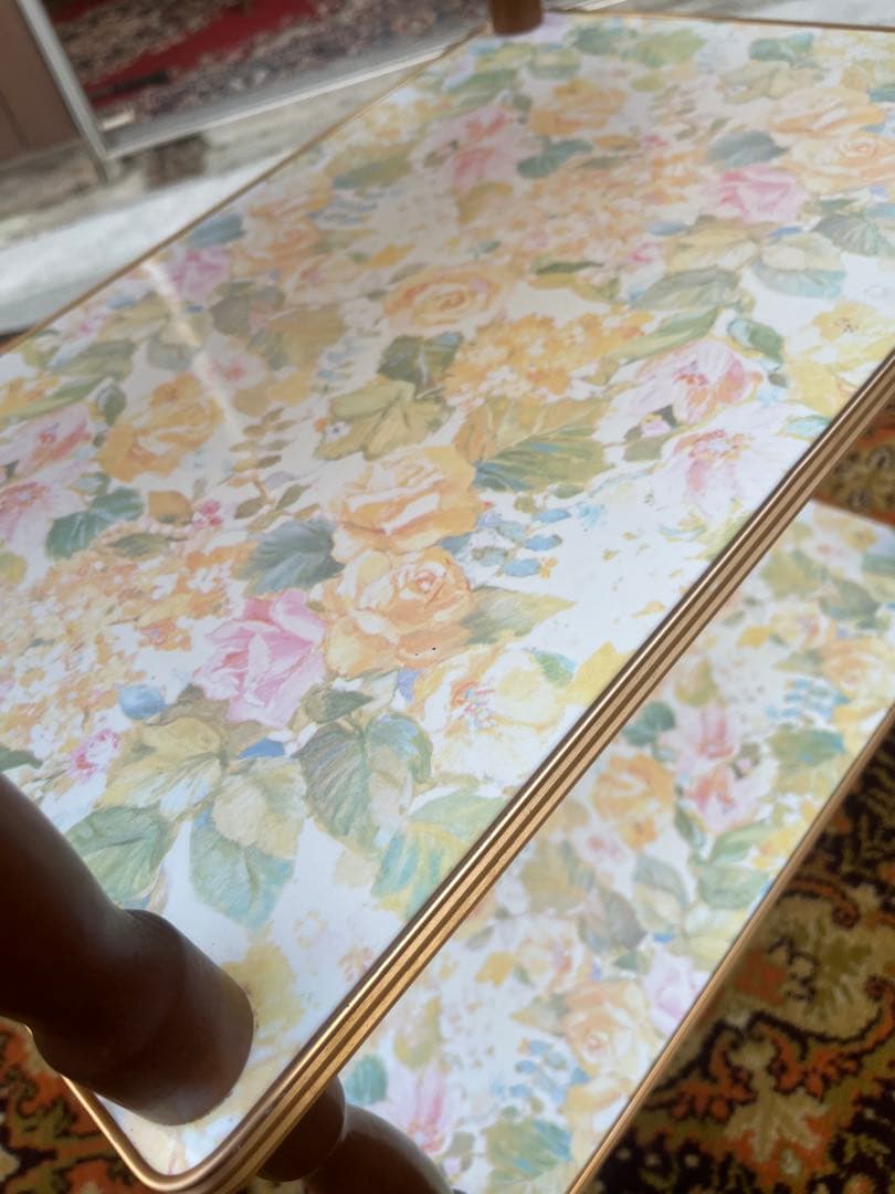 3段 キッチンワゴン レトロポップ 昭和レトロ 花柄 インテリア 当時物