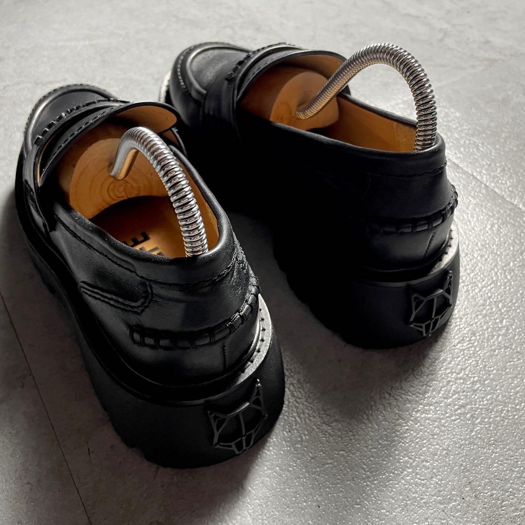 海外限定モデル✨️ NAKED WOLFE ローファー メタルロゴ 厚底 黒