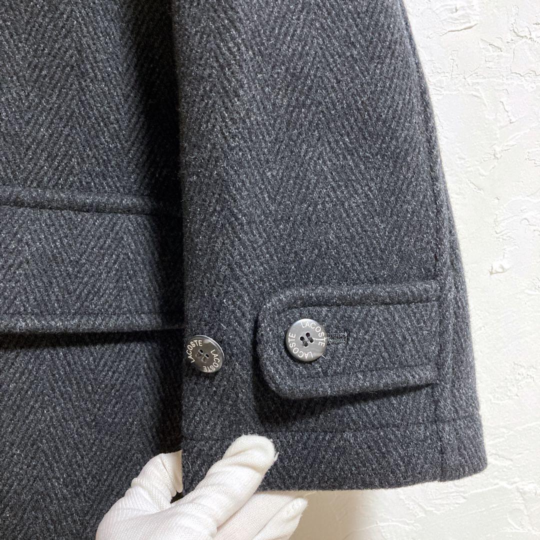 ラコステ　ヘリンボーン　ダッフルコート　フード　グレー　L