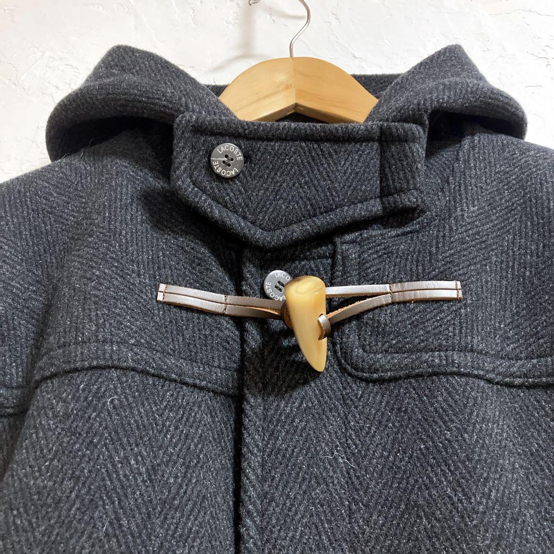 ラコステ　ヘリンボーン　ダッフルコート　フード　グレー　L