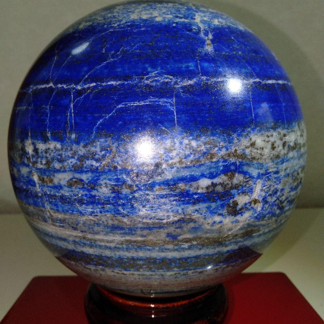 超大型 ラピスラズリ丸玉　4.3kg　鉱物　台付き１個