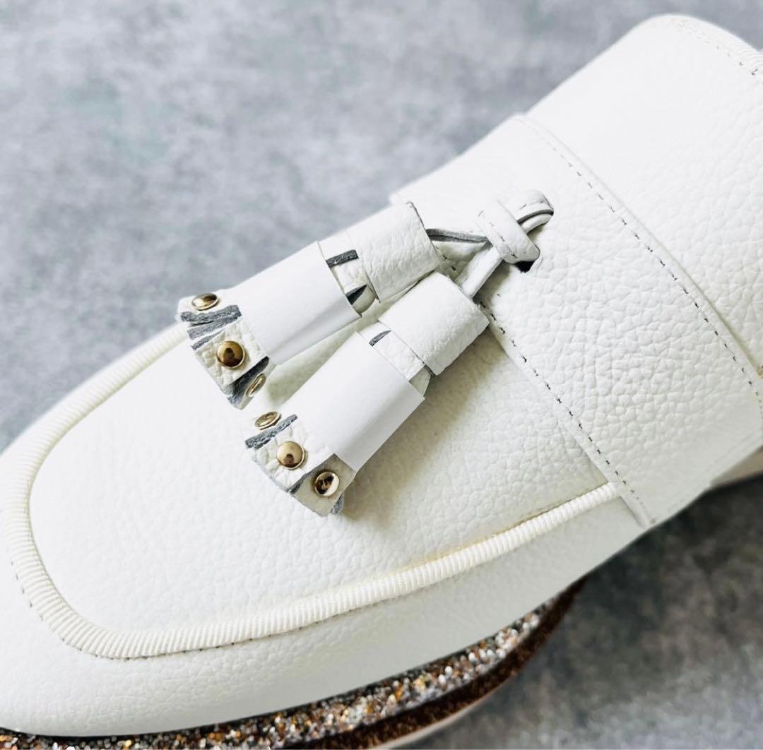 未使用　DIANA 本革タッセルレザー厚底ローファー　グリッター