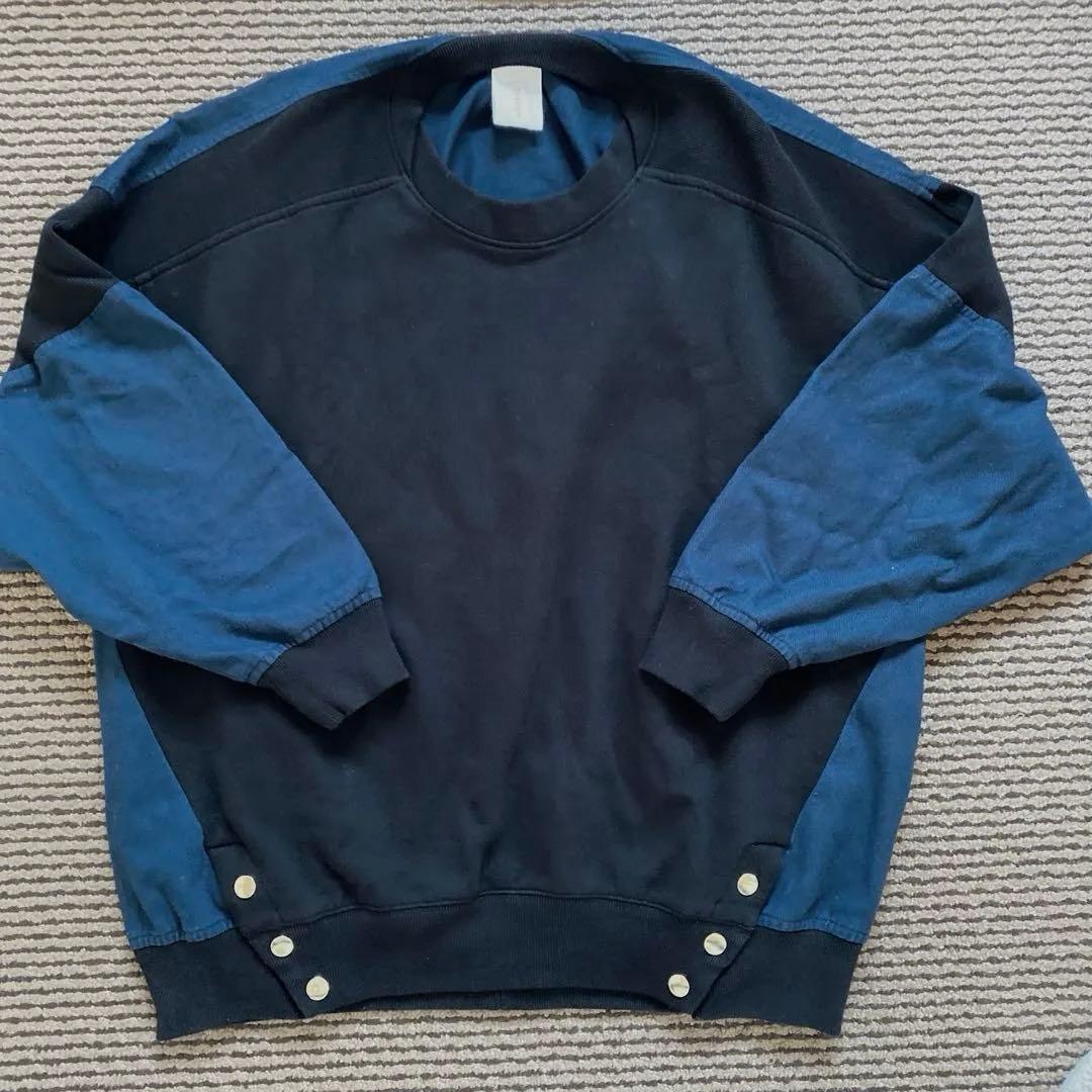 eriutsugi eワッペンスウェットトップ ブラック×ネイビー