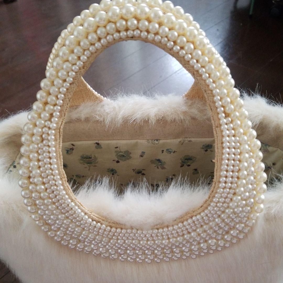 Anatelier♥アナトリエ　ファーバッグ　パールバッグ　大きめ　巾着付き