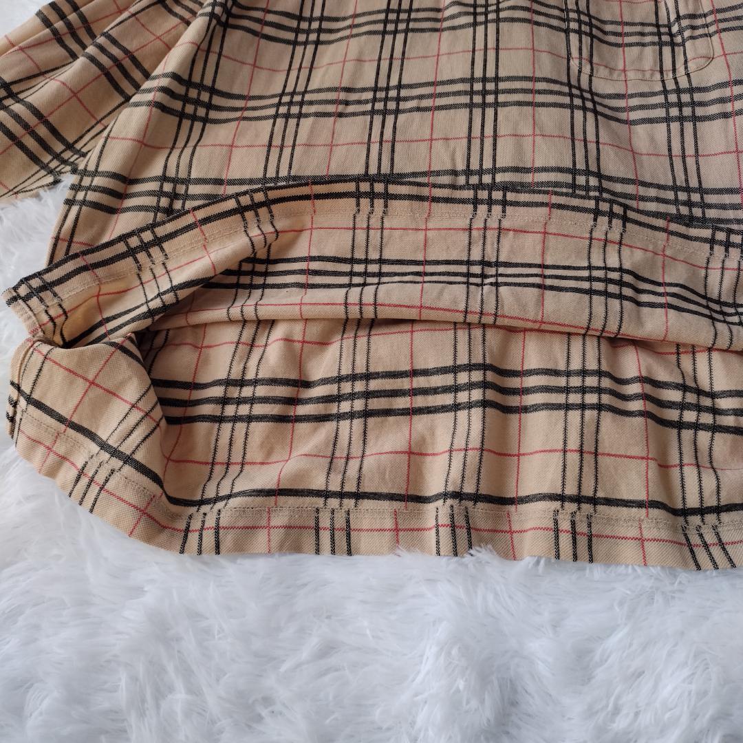 バーバリー ゴルフ ポロシャツ ノバチェック 長袖 メンズ L ベージュ ロゴ