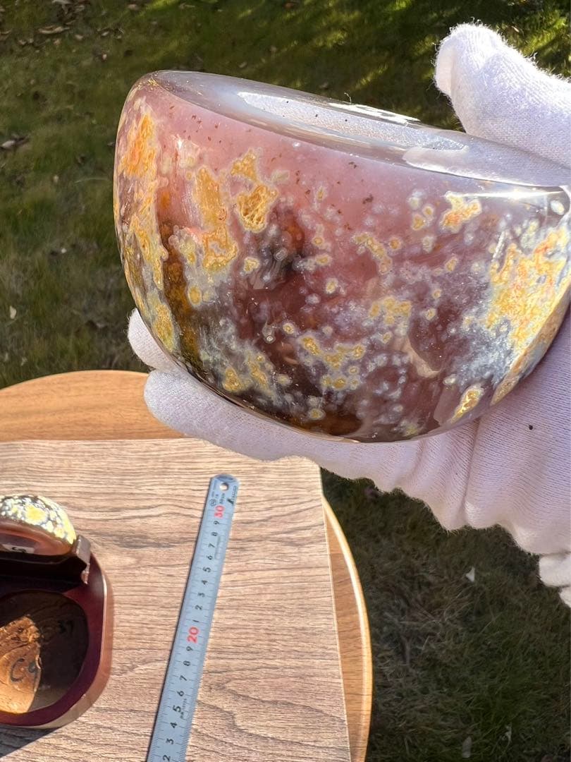 C9トレジャーメノウ 台付き 瑪瑙 風水 聚宝盆アゲート