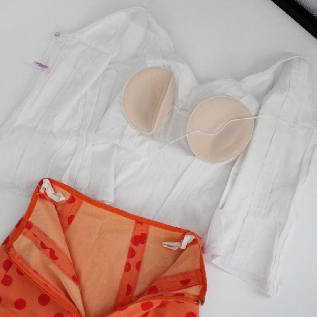 【美品 フラメンコ衣装】鮮やかオレンジ×水玉 ブラウス ファルダ 大判シージョ