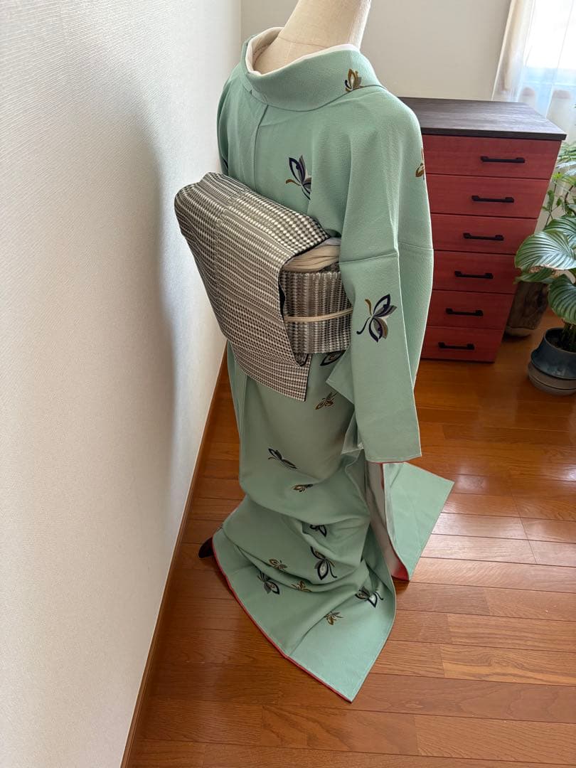 ❤️主役になれる正絹小紋　縮緬　ティファニーブルー　新品保管　新品畳紙付き