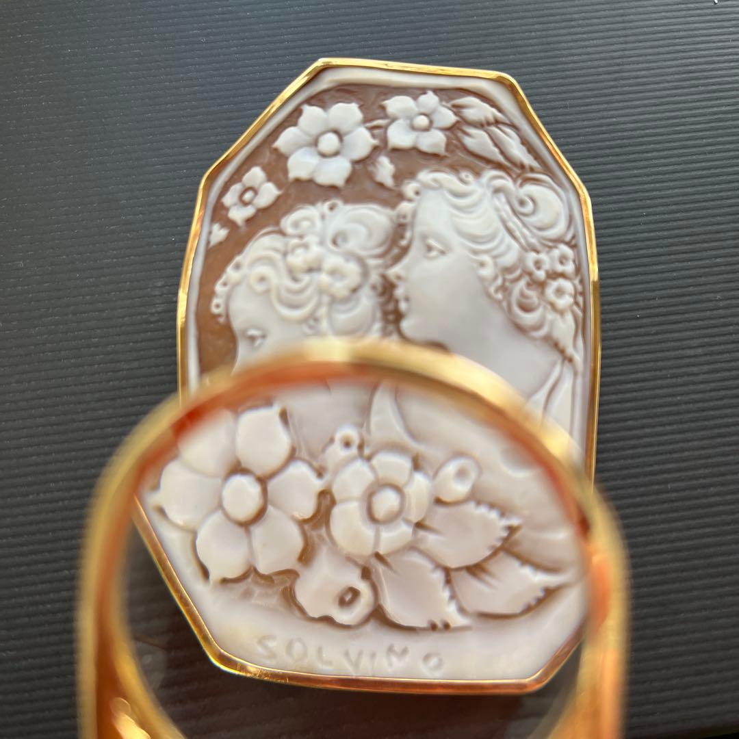 値下げ！K18カメオブローチ　　作家ソルビノ　✨