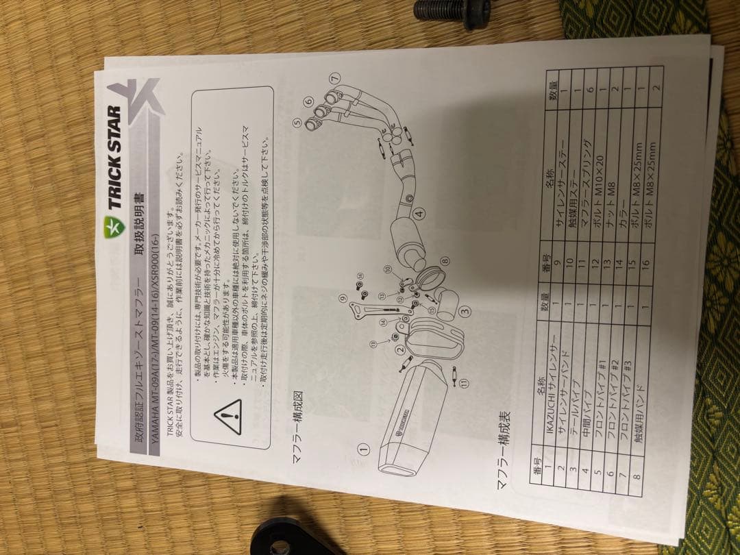 c101　ヤマハ　mt09 トリックスター　マフラー
